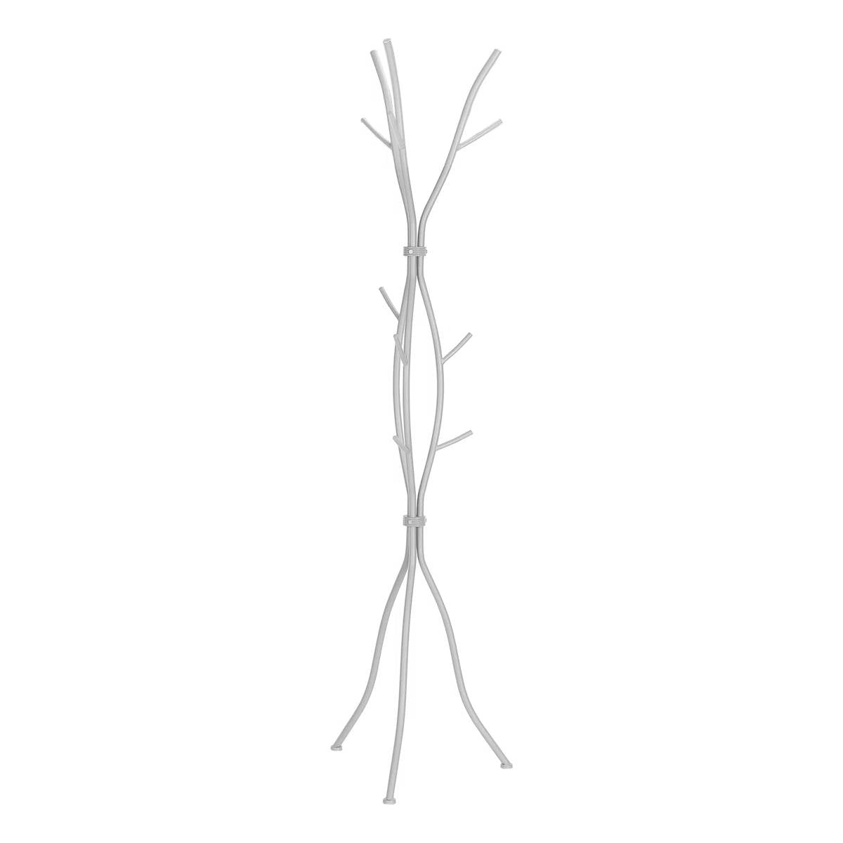 74-inch Freestanding Silver Metal Coat Rack Entryway Hall Tree Umbrella Stand