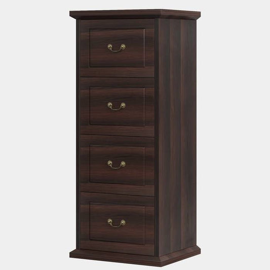 Traditional Vertical File Cabinet in Walnut Wood Finish with 4 Storage Drawers