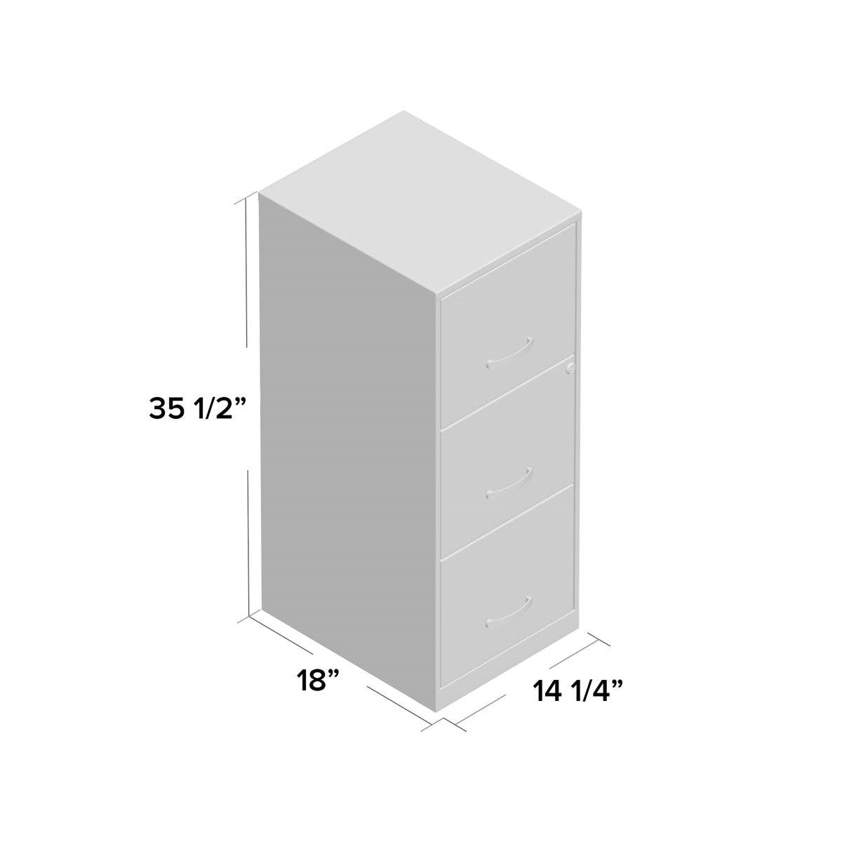 White Metal 3-Drawer Vertical File Cabinet with 2 Locking Drawers