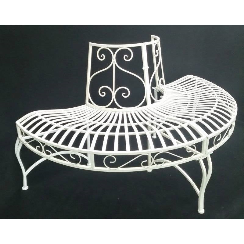 Half-Circle Outdoor White Powder Coated Aluminum Tree Bench