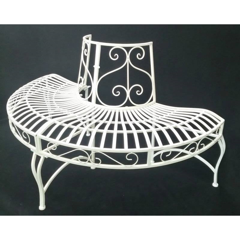 Half-Circle Outdoor White Powder Coated Aluminum Tree Bench