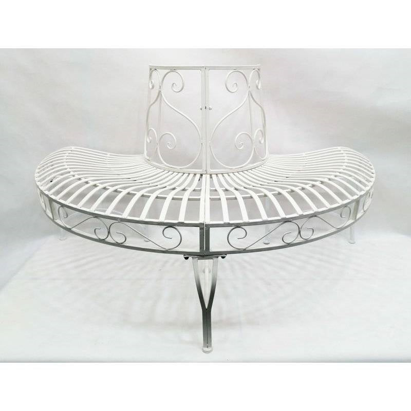 Half-Circle Outdoor White Powder Coated Aluminum Tree Bench