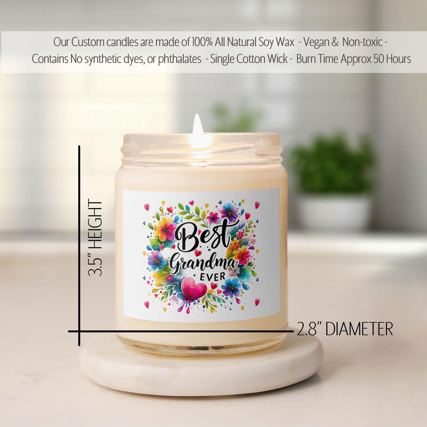 Best Grandma Ever Candle Gift, Mother's Day Candle for Grandma, Floral Jar Candle for Nana, Scented Candle for Grandma Birthday