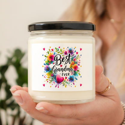 Best Grandma Ever Candle Gift, Mother's Day Candle for Grandma, Floral Jar Candle for Nana, Scented Candle for Grandma Birthday