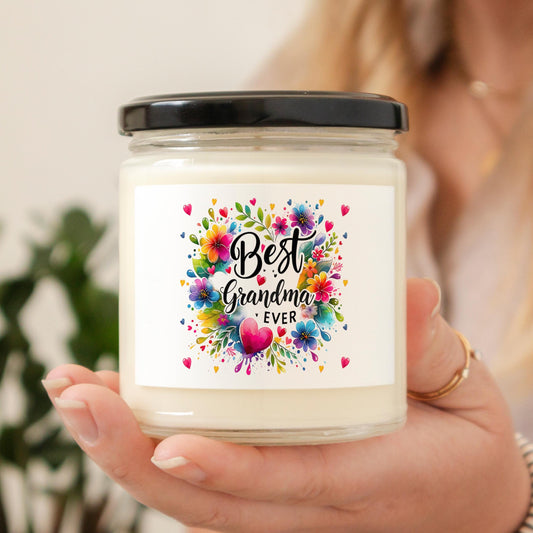 Best Grandma Ever Candle Gift, Mother's Day Candle for Grandma, Floral Jar Candle for Nana, Scented Candle for Grandma Birthday