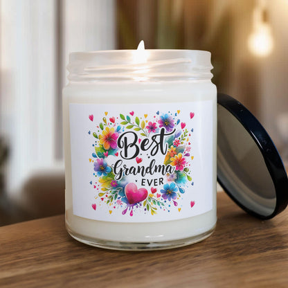 Best Grandma Ever Candle Gift, Mother's Day Candle for Grandma, Floral Jar Candle for Nana, Scented Candle for Grandma Birthday