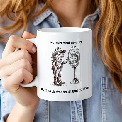 Funny ADHD Cowboy Frog Mug, Humorous ADHD Joke Cup, Western Frog Coffee Mug for Men, Animal Pun Mug, ADHD Humor Gift for Him, Dad Joke Mug