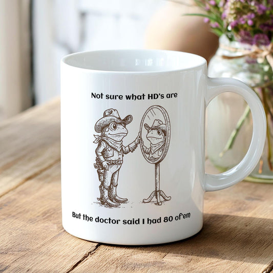 Funny ADHD Cowboy Frog Mug, Humorous ADHD Joke Cup, Western Frog Coffee Mug for Men, Animal Pun Mug, ADHD Humor Gift for Him, Dad Joke Mug