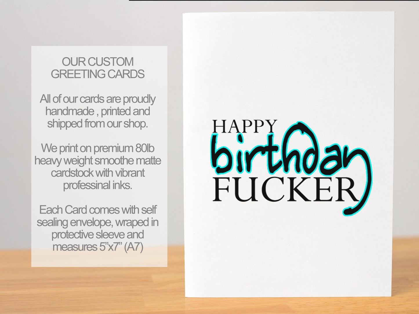 Funny Birthday Card for Him or Her, Happy Birthday F*cker Card with Envelope, Rude Adult Humor, Offensive Gag Gift for Friend or Partner