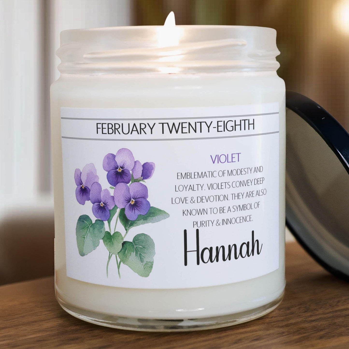 Personalized Birth Flower, Birthdate Candle,  Custom Birth Month Flower Gift, Womens Candle with Name, Custom Birthday Gifts for Her
