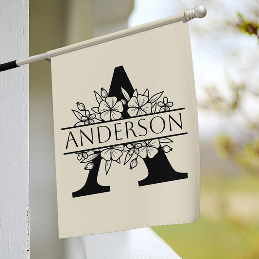 Personalized Monogram Garden Flag | Custom Family Name Flag | Floral Initial Yard Flag | Housewarming Gift | Wedding Present