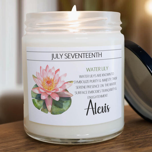 Personalized Birth Flower, Birthdate Candle,  Custom Birth Month Flower Gift, Womens Candle with Name, Custom Birthday Gifts for Her
