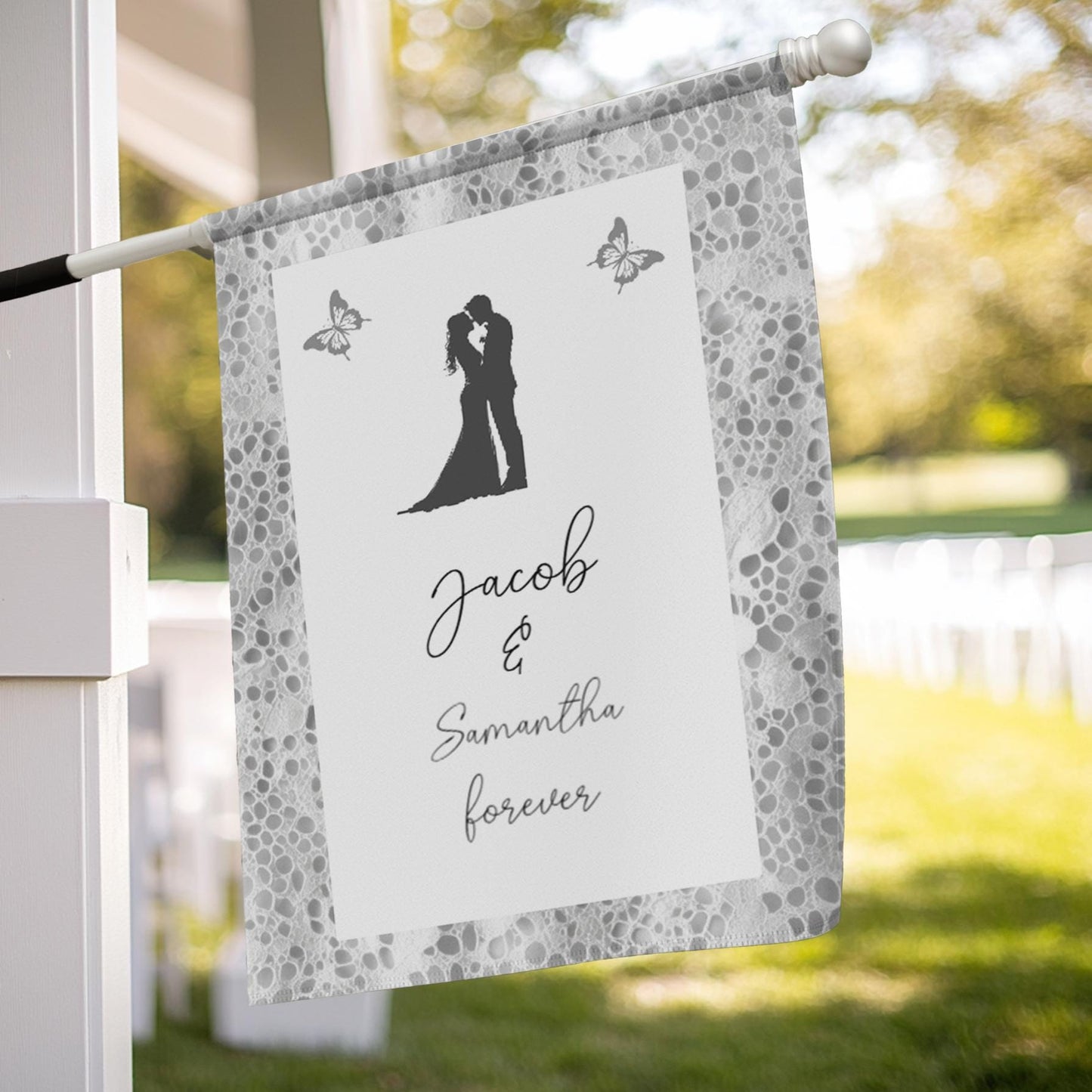 Custom Wedding Garden Flag with Names, Personalized Couple Yard Sign, Romantic Outdoor Decor, Bridal Shower Gift, Wedding Day Banner