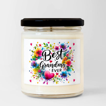 Best Grandma Ever Candle Gift, Mother's Day Candle for Grandma, Floral Jar Candle for Nana, Scented Candle for Grandma Birthday