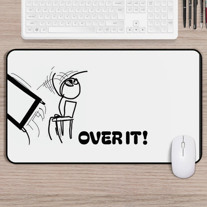 Funny "Over It" Meme Desk Mat - Humorous Desk Accessory, Computer Work Gift, Stress Relief Office Decor