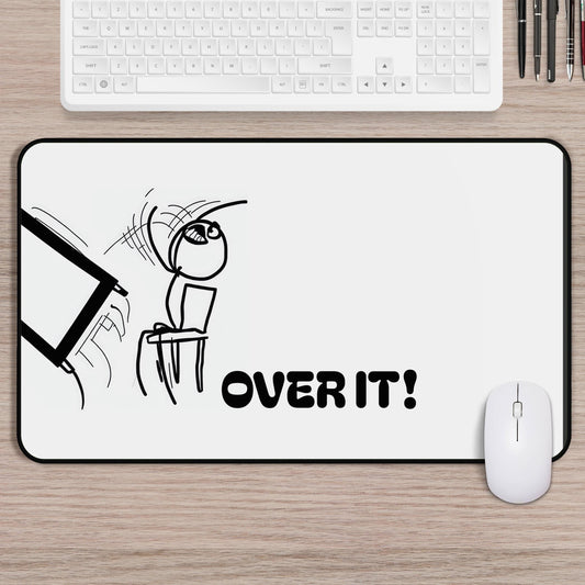 Funny "Over It" Meme Desk Mat - Humorous Desk Accessory, Computer Work Gift, Stress Relief Office Decor
