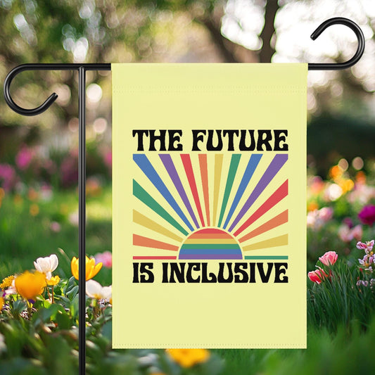 Inclusive Pride Garden Flag, Dual Sided The Future Is Inclusive Yard Banner, LGBTQ Outdoor Flag, Rainbow Garden Decor, Multiple Colors