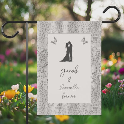 Custom Wedding Garden Flag with Names, Personalized Couple Yard Sign, Romantic Outdoor Decor, Bridal Shower Gift, Wedding Day Banner