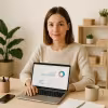An editorial photograph or clean illustration depicting: working from home success. Style requirements: Create professional, editorial-quality photography or clean digital illustrations for Wares Point.Aesthetic guidelines:- Subject matter: Modern a